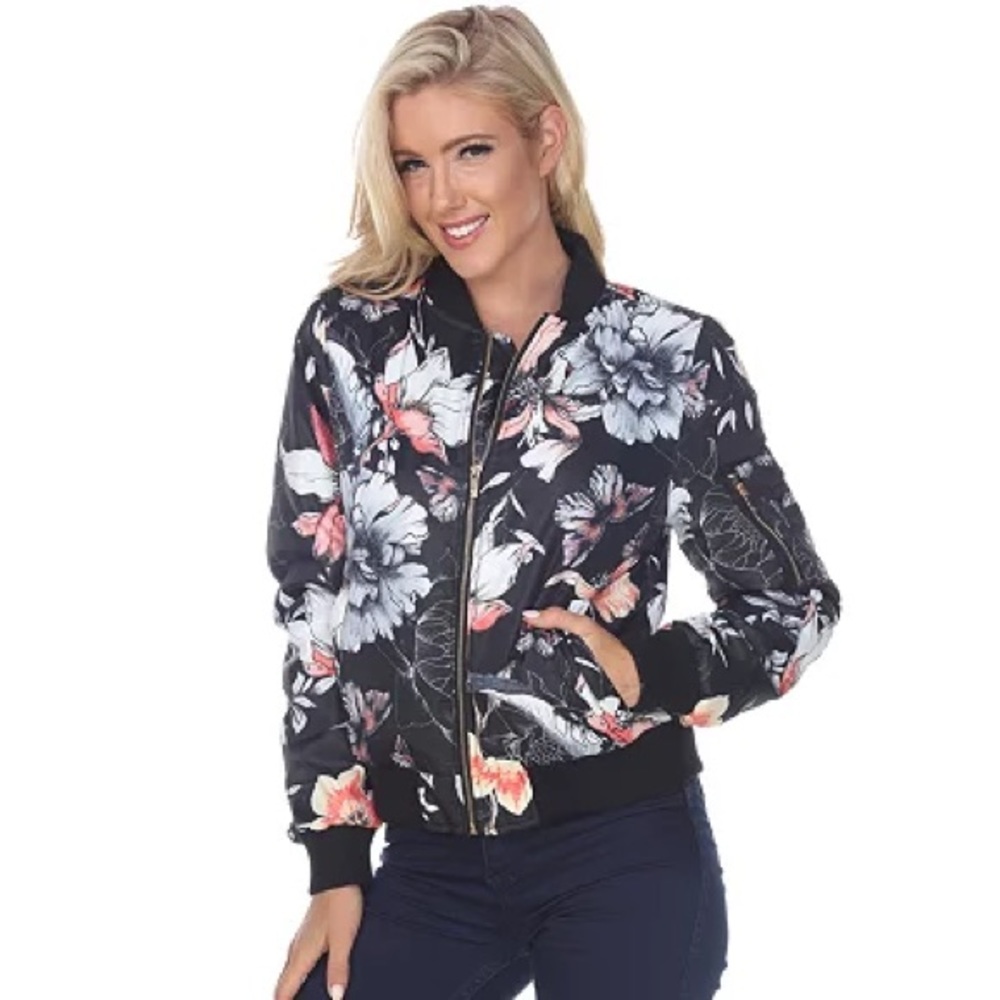 White Mark Floral Bomber Jacket